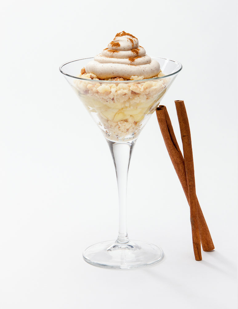 Apple Streuselkuchen in a glass with Apple Cinnamon Mousse